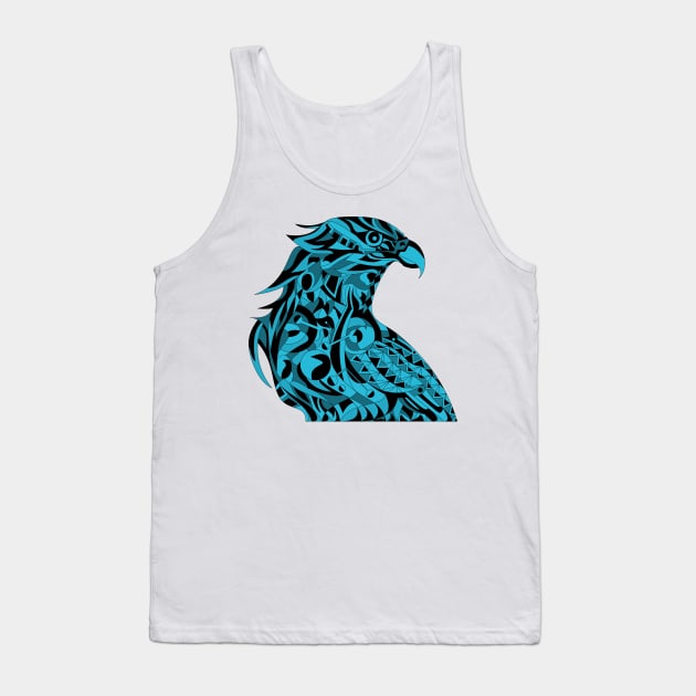 blue mecha peregrine falcon halcon ecopop in mexican techno organic tribal totonac patterns Tank Top by jorge_lebeau